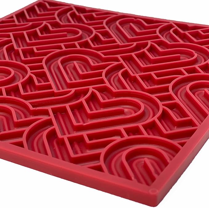 SodaPup Love eMat – Durable Lick Mat Feeder Made in USA from Non-Toxic, Pet-Safe, Food Safe Rubber for Mental Stimulation, Avoiding Overfeeding, Fresh Breath, Digestive Health, Calming, & More