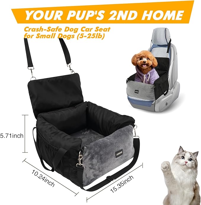 Dog Car Seat Cover for Cars, Dog Seat Cover Hammock, Non-Slip Backseat Extender with Mesh Window, Safety Leashes & Pockets, Waterproof Pet Car Protector for SUV, Truck, Sedan (Fits10-30lbs)