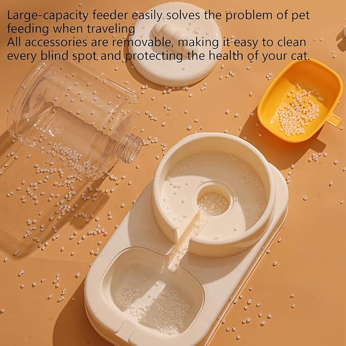 Automatic Cat Feeder, Auto Fill Cat Water Bowl, Cat Food Dispenser, Anti-Slip Automatic Pet Waterer, Large Capacity Cat Water Dispenser, Cute Dog Feeding Bowls (A)