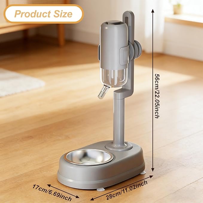 Freestanding Pet Water Dispenser, Automatic Feeder for Dogs and, Gray