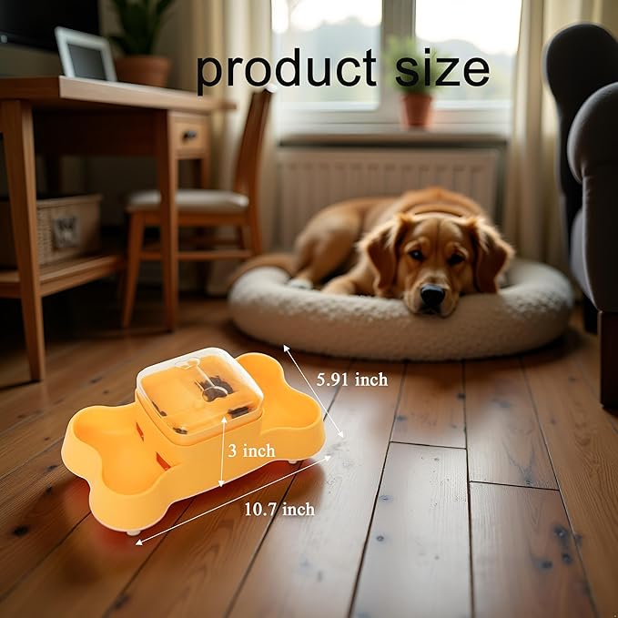 Interactive Dog Treat Dispenser Toy, Dog Slow Feeder for Mental Stimulation, Food Puzzles for Cats & Dogs to Prevent Boredom, Anxiety, Easy to Fill & Clean(Yellow).