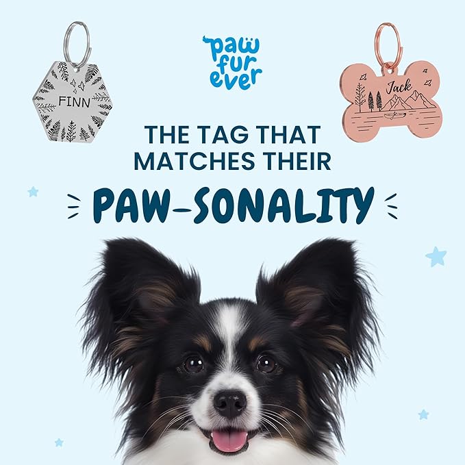 PawFurEver Dog Tags Personalized with Breed Design - Custom Dog Tags for Pets - Dog ID Tags Personalized for Pets - Stainless Steel Dog Collar Tag - Pet Name Tags for Dogs (Diamond, Gold)