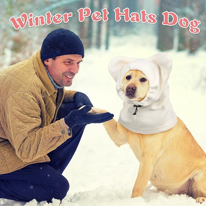 Winter Dog Hats Quiet Ears for Dogs Ear Muffs Pet Neck Warmer Scarf Hoodie Noise Protection Cover Beanie Head Wrap Costume for Pet Dog Cats(Apricot,S)