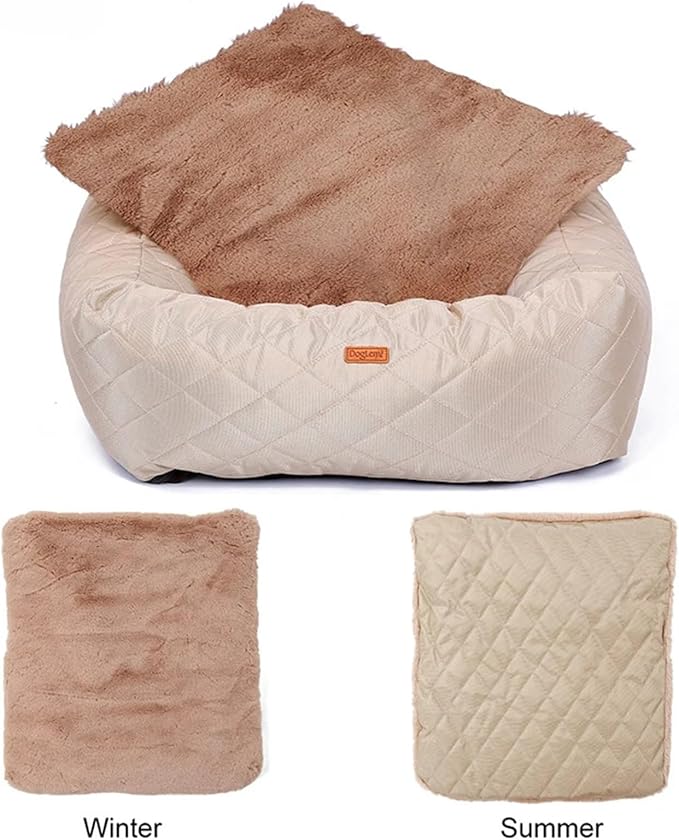 Dog Car Seat Booster for Small Dogs and Cats, Waterproof Quilted Nylon Pet Travel Bed, Durable Anti-Slip Car Seat Protector, Beige/Black/Grey, 60x50x18cm(Black)