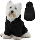 IDOMIK Fuzzy Dog Sweater with Adjustable Hood, Warm Fleece Dog Sweater Hoodie with Harness Hole & Pocket, Pullover Sweaters for Small Dogs, Fuzzy Hooded Sweatshirt for Fall Winter Christmas,Black,S