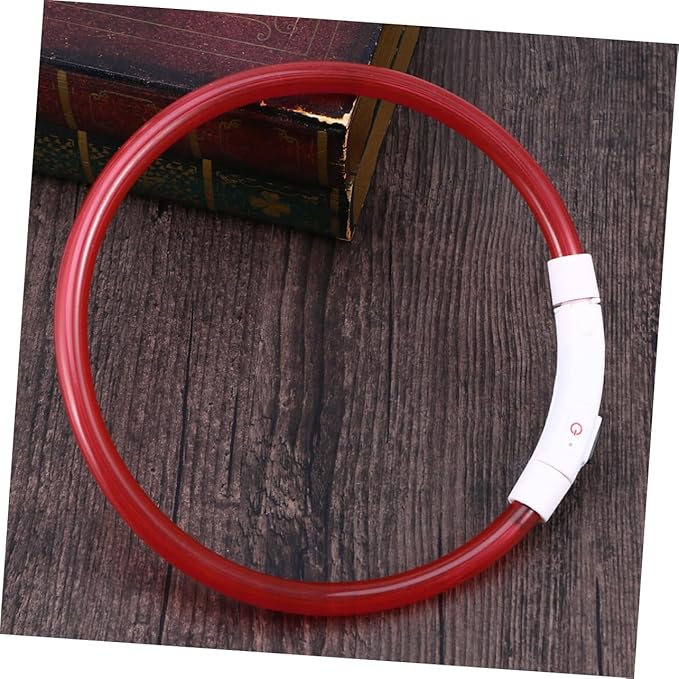 POPETPOP LED Dog Collar Rechargeable Pet Collar for Night Safety Red Saving Design for