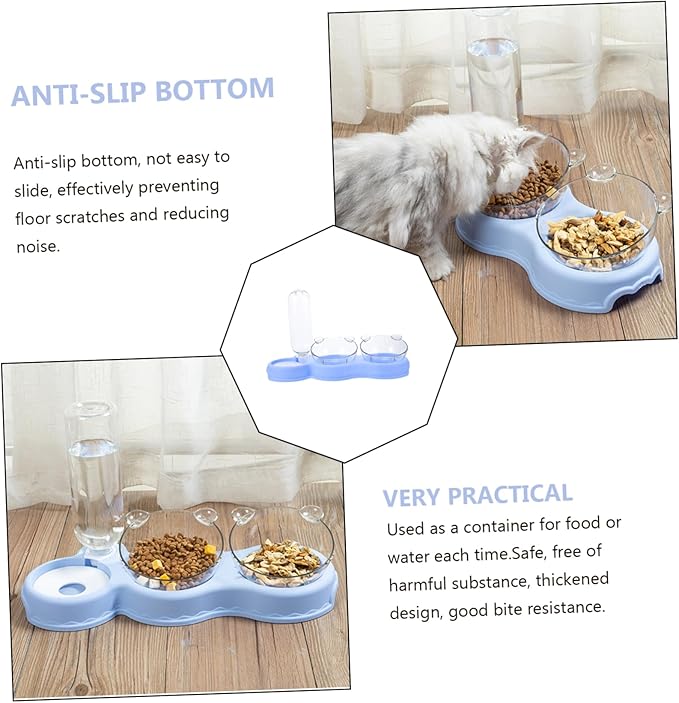 BESPORTBLE Double Design Detachable Pet Feeder Skid Dog Food and Water Bowl for Cats and Dogs Easy to Automatic Water Dispenser for Busy