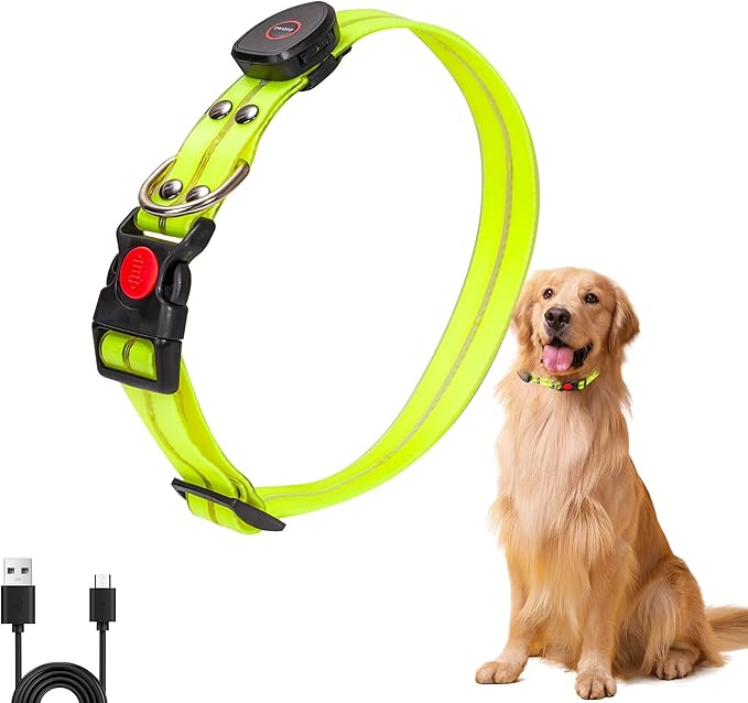 LED Pet Collars USB Rechargeable, Light Up Dog Collars Waterproof and Rechargeable, Flashing Glow in Dark Dog Collars, Adjustable Lighted Small Medium Large Dogs Collars for Night Walking.