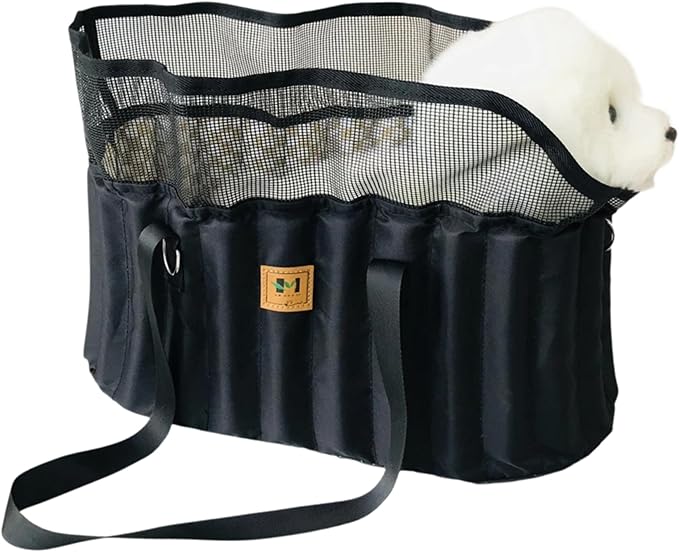 Dual-Purpose Dog Carrier Car Booster Seat for Small Medium Pet Ventilated Mesh Safety Leash All Season Use Soft Detachable Washable (Black, One Size)