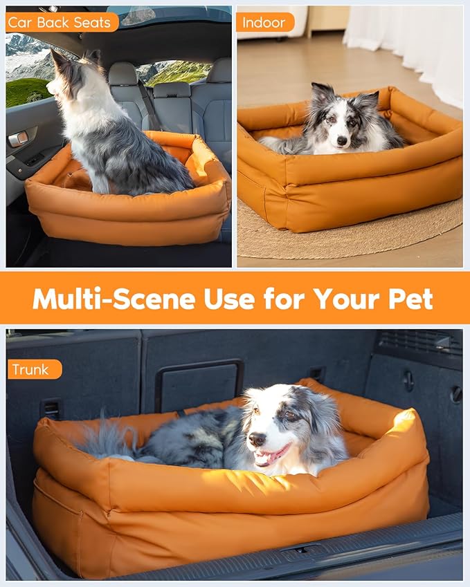 Dog Car Seat, Carseat for Medium Sized Dog, Dogbed for Car Back Seat, Travel Bed with Storage Pockets, Travel Accessories
