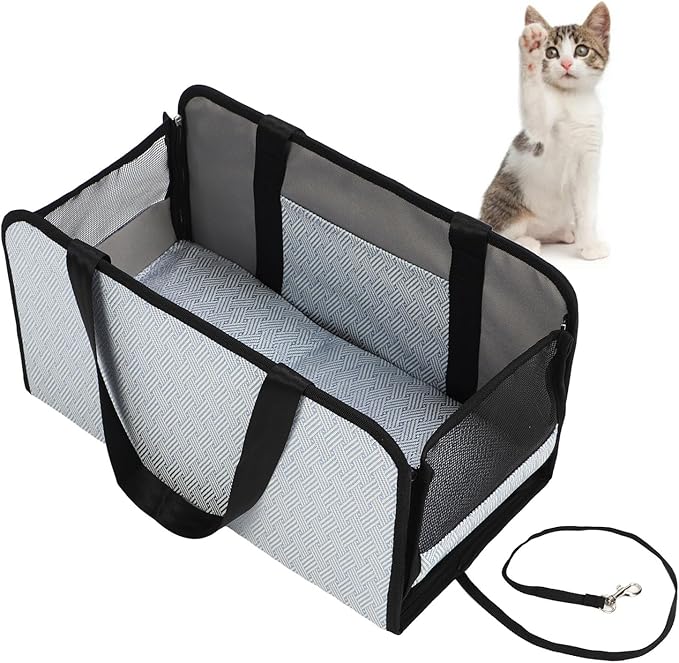 aqxreight Pet Car Seat Travel Bags for Dogs Cats Detachable Center Console Dog Car Seat Foldable Pet Safety with Pillow Board Dog and Ensuring and Silk is 600D Ice