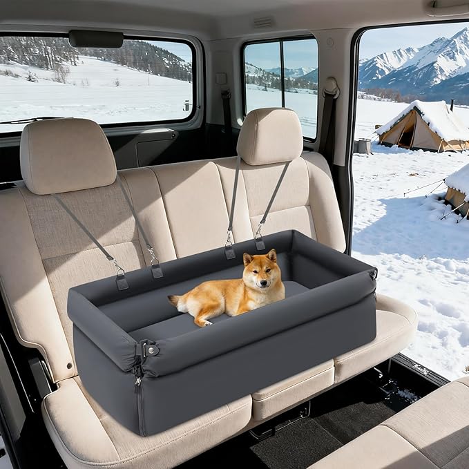 Dog Car Seat for Small and Medium Dogs, Pet Car Travel Home Bed Under 100 lbs, Fully Detachable and Washable Cat Booster Carseats with Adjustable Straps & Cushion (Blue, XL)