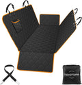 Dog Car Seat Cover for Back Seat 100% Waterproof, Long-Lasting and Soft Nonslip Backseat Dog Cover for Cars, SUVs and Trucks (Black-Orange, Standard (54" W x 59" L))