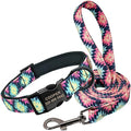 Personalized Dog Collar Leash Custom Puppy Pet Collar Pitbull Collars Pet Product Small Dog Collar for Small Medium Large Dog Pink Set L