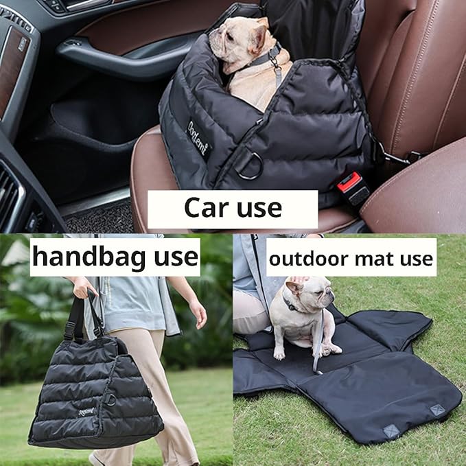 MANON ROSA Dog Car Seat Carrier Bag & Clip-On Convenience Travel Bed & Waterproof Mat A Premium Multi-Use Solution for Small Medium Dogs Cats Puppies