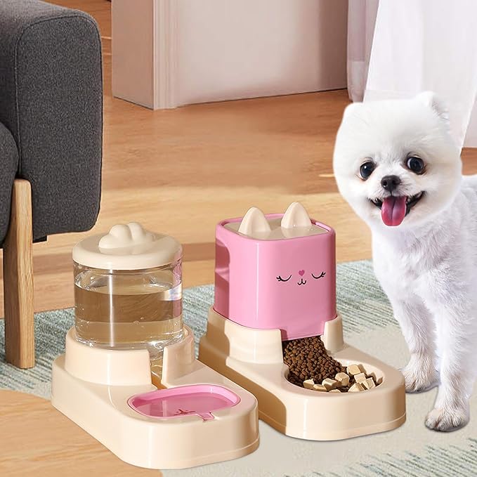 Automatic Cat Feeder, Auto Fill Cat Water Bowl, Cat Food Dispenser, Anti-Slip Automatic Pet Waterer, Large Capacity Cat Water Dispenser, Cute Dog Feeding Bowls (C)