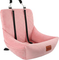 Dog Car Seat for Small Dogs Up to 25lbs,Soft Washable Fabric Fill in Memory Foam,Easy to Assemble with 2 Clip-On Safety Leashes and Storage Pockets,Front or Back Seat are Both OK (Pink)