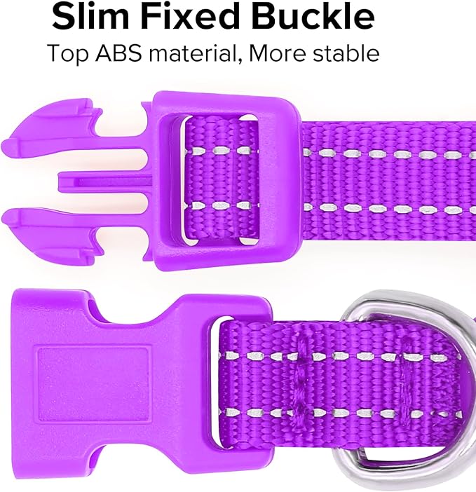Light up Dog Collar for Small Dog,Vizpet XS Adjustable Size Nylon Collar USB Rechargeable Bright Safety Pet Collar for Cats Dogs (Purple)