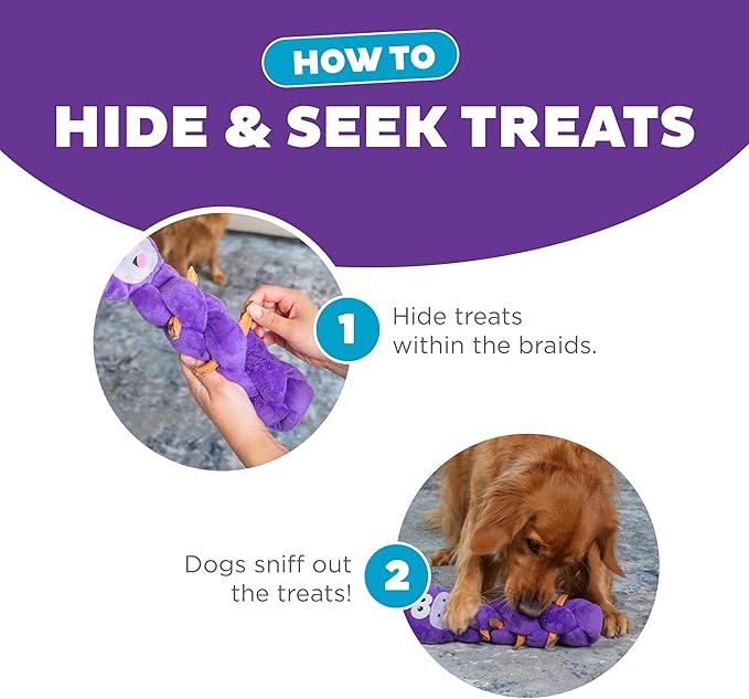 Outward Hound by Nina Ottosson Twistiez Interactive Plush Dog Treat Puzzle, Unicorn, Purple