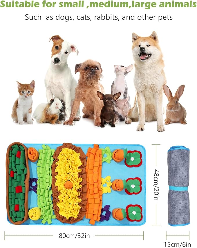 KeeKit Pet Snuffle Mat, 32"x20" Slow Feeding Mat for Dogs, Interactive Puzzle Toy for Training, Stress Relief & Mental Stimulation - Encourages Natural Foraging, Reduces Fast Eating