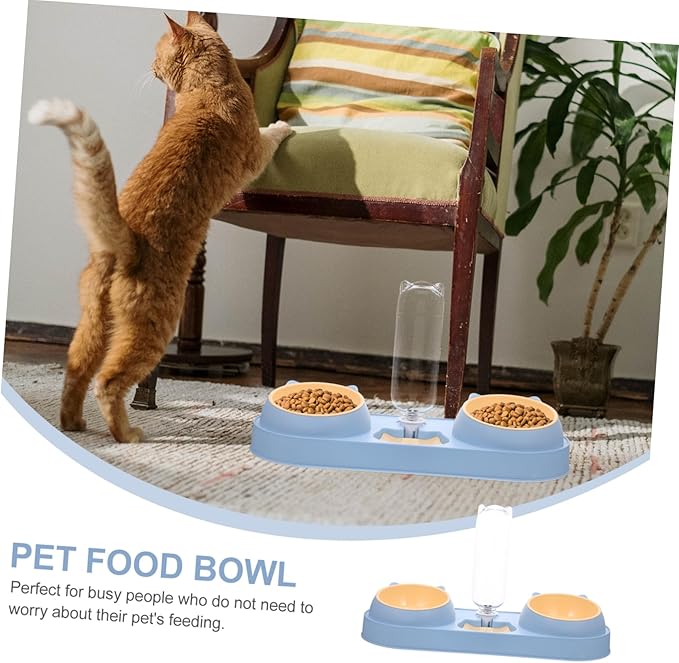 Automatic Cat Dog Feeder Double-Bowl Pet Feeder Cat Food Dispenser Water Container