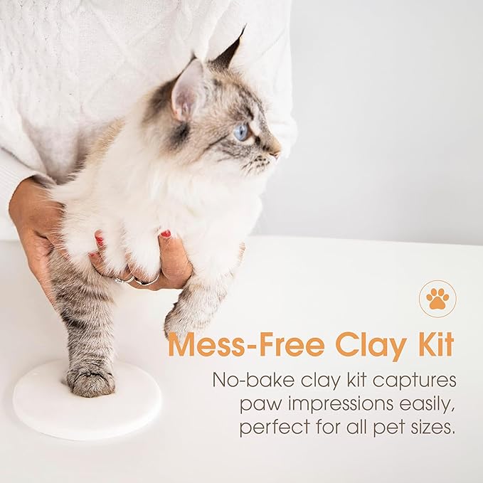 Pearhead Pet Pawprints Wall Picture Frame and Clay Impression Kit - DIY Clay Paw Print, Memorial Keepsake Frame for Cat and Dog, Ideal Home Decor Gift for Pet Owners, 4x6 Photo, Distressed White