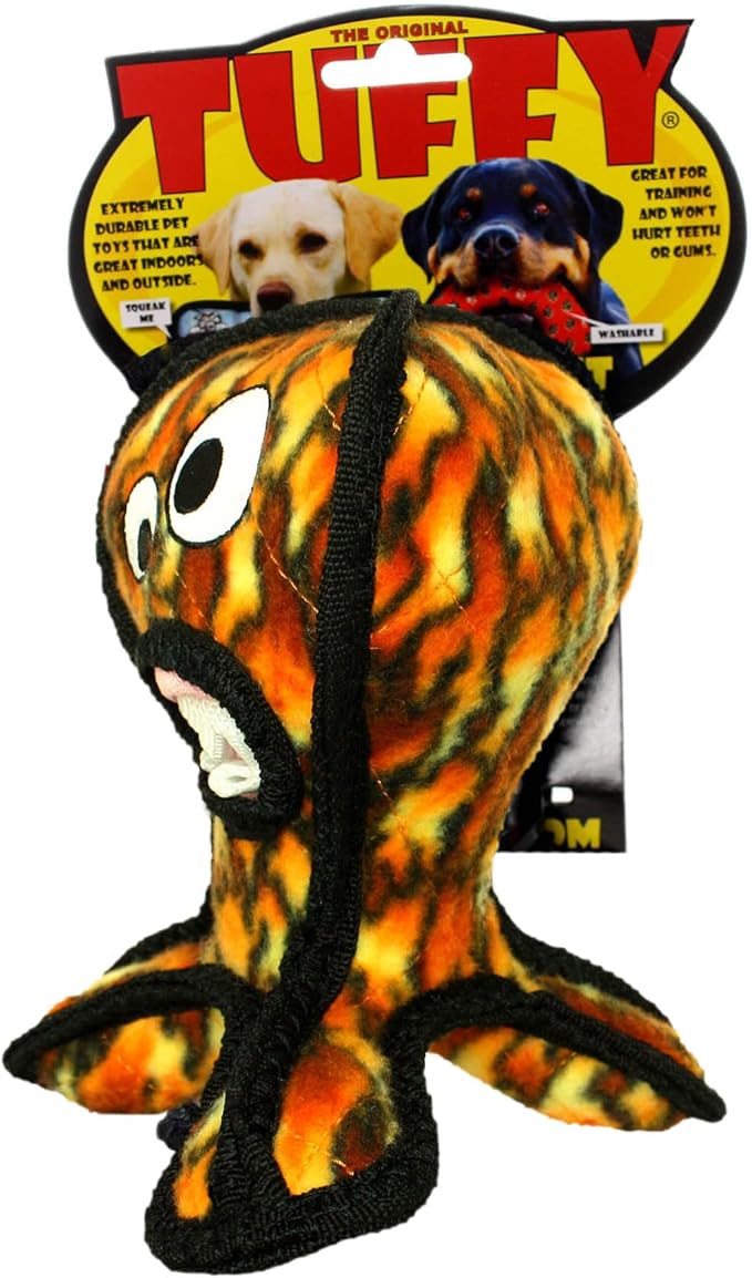 TUFFY® - World's Tuffest Soft Dog Toy - Alien - Multiple Layers. Made Durable, Strong & Tough. Interactive Play (Tug, Toss & Fetch). Machine Washable & Floats. (G3 Fire, Large 2 Pack)