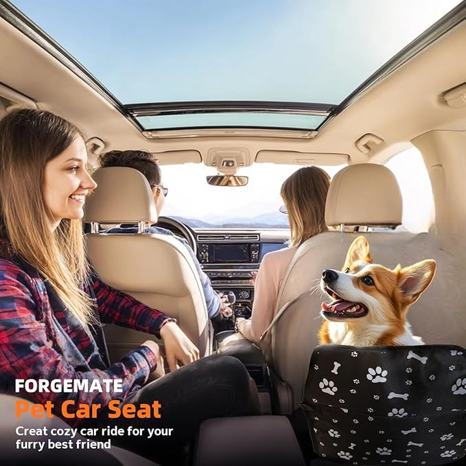 Dog Car Seat for Small Dogs Under 30 lbs - Easy to Clean, Dirt Resistant & Anti-Scratch Durable with Storage Pockets, Compatible with Dog seat Belt, Cold Pat Optional(Vintage Brown+pat)