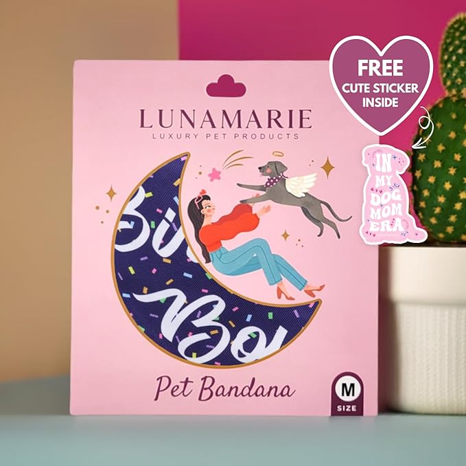 LunaMarie - Luxury Pet Birthday Bandanas -Premium & Silky Poly Fabric | 100% Handmade | Custom Shape Dual Layered (Birthday Boy, Small)