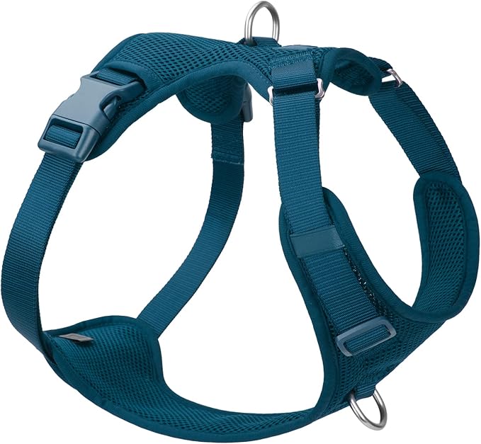 No Pull Dog Harness for Small Medium Large Dogs - Adjustable 2 Layer Mesh Dog Vest with Dual Clip, Escape Proof, Quick Release, Lightweight Breathable Mesh for Walking Hiking (Prussian Blue,L)