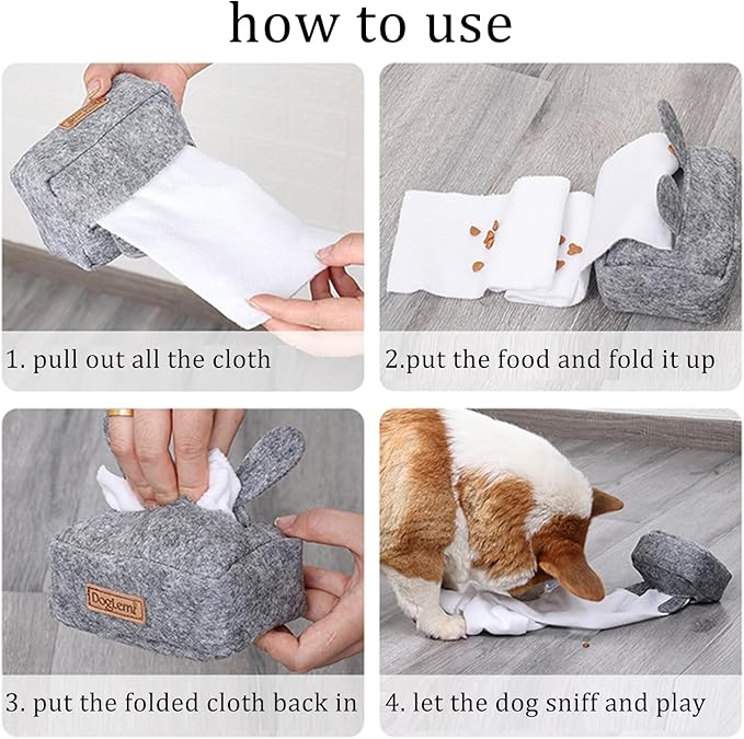 HDKUW 2PCS Dog Puzzle Toy, Dog Tissue Box Plush Toy, Interactive & Enriching Snuffle Game for Small Medium Dogs, Durable Hide and Seek Slowly Feeder Toy, Treat Dispensing & Nose Work Fun Brown Orange