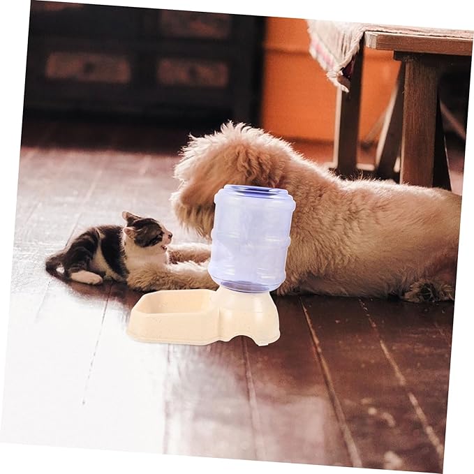 Automatic Pet Water Dispenser Feeder for Cats and Dogs No Leak Design Lightweight Durable for Home Use Beige Color