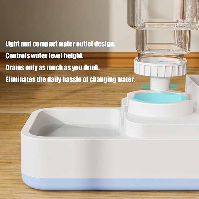 Automatic Refilling Pet Water Bowl and Food Dish Set with Stainless Steel Removable Tray Anti Tip Base for Small Animals Anti Spill Pet Food Bowl with Water Fountains