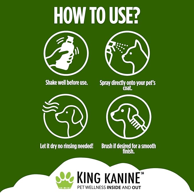 King Kanine Dog Deodorizing Spray - King Klean in Between Natural Pet Deodorizing Spray - Long-Lasting Fresh Scent - Neutralizes Strong Odor and Kills Bacteria - Eco-Friendly - 8oz