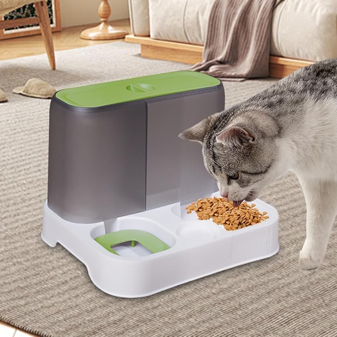 Automatic Cat Feeder, Cat Auto Feeder Dog Feeders, Cat Feeder Automatic, Automatic Dog Food Dispenser, Large Capacity Water Dispenser, Pet Food Dispenser, Food Bowl Pet Supplies (Green)