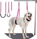 Dog Grooming Belly Strap - 3PCS Grooming Restraint Set Adjustable Belly Band Loops Strap with Padded Support & Loop Extension Straps Pet Grooming Harness Kit for Dogs (Pink)
