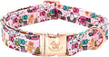 Elegant little tail Christmas Dog Collar, Pink Gingerbread Man Print Pet Collar Dog Durable Cute Dog Collars Winter Holiday Male or Female Pet Gift Adjustable Dog Collar for X-Large Dogs