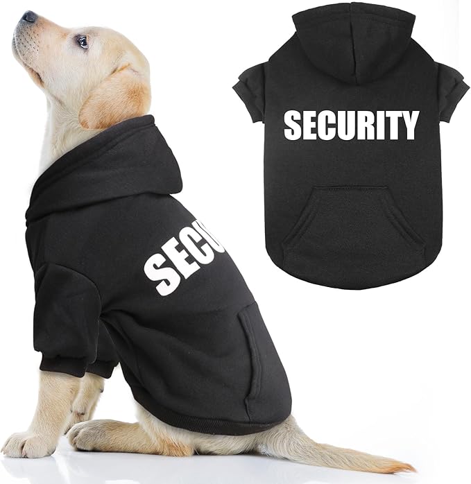 Dog Hoodie Dog Sweaters for Large Dogs Security Pet Sweater Soft Brushed Fleece Pet Clothes Hoodie Sweatshirt with Pocket(L)