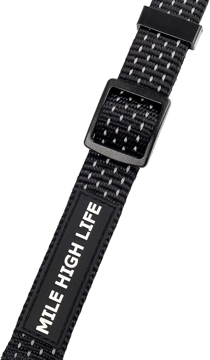 Mile High Life Dog Collar, Nylon Reflective Dog Collars w Pull D-Ring, Light Weight Puppy Collars, Hanger Dog Collars for Large Dogs(Black, Large Neck 16"-21")