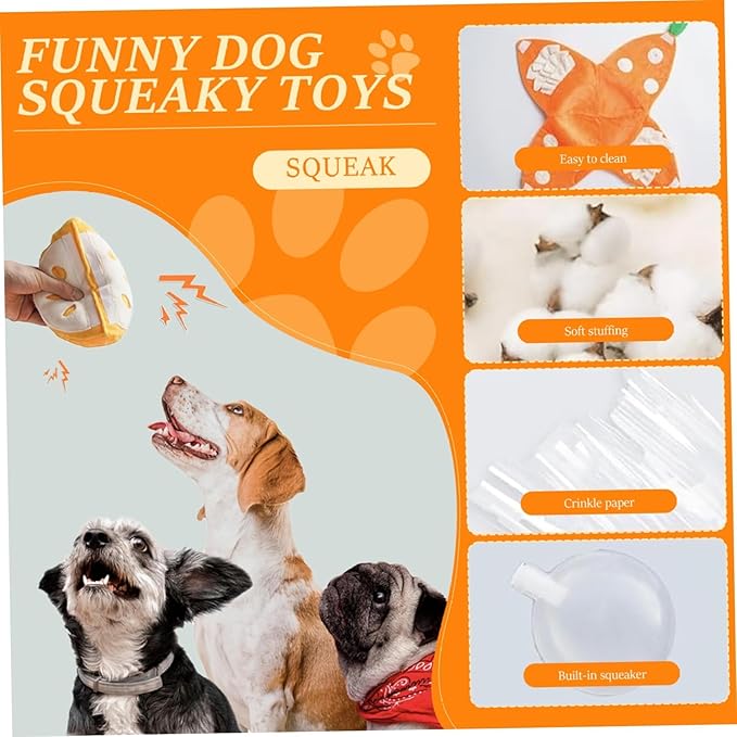 Orange Hide and Seek Plush Dog Toy, Interactive Squeaky Puzzle Toy with Hidden Pockets & Crinkle Paper, Watermelon Snuffle Mat for Small Medium Dogs Boredom Nosework (Orange 2PCS)