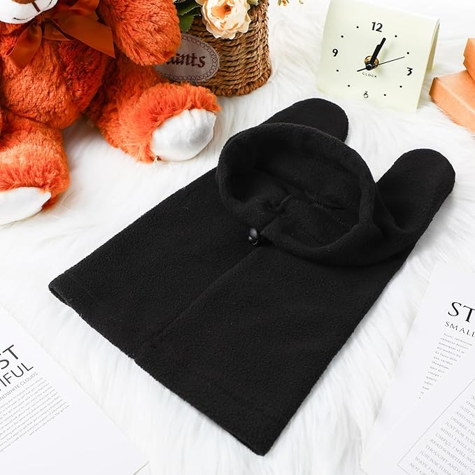 Winter Dog Hats Quiet Ears for Dogs Ear Muffs Pet Neck Warmer Scarf Hoodie Noise Protection Cover Beanie Head Wrap Costume for Pet Dog Cats(Black,XL)