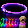 Flashseen LED Dog Collar, USB Rechargeable Glowing Lighted Up Collar, Cuttable Water-Resistant TPU Safety Collar Lights for Small Medium Large Dogs (Purple)
