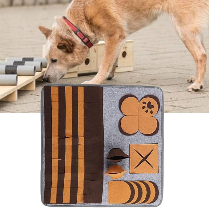 Sniffing Pad for Dogs and Cats, Interactive Foraging Mat, Felt Nose Work Mat with Skid Particles, Hide Treats for Sniffing Training and Play,