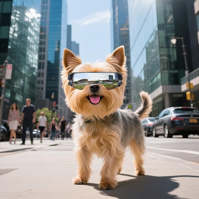 PETLESO Small Dog Goggles, Anti-UV Dog Sunglasses for Outdoor Driving Cycling Riding Hiking, Windproof Dustproof Snowproof Eye Protection, Pet Eye Wear with Adjustable Strap, Silver