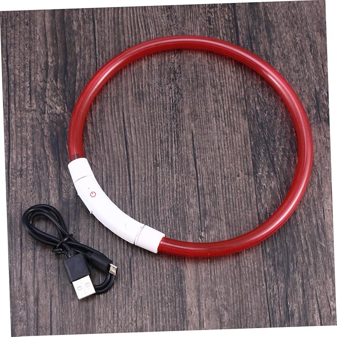 FRCOLOR 2pcs Led Dog Collar USB Rechargeable Glowing Pet Collar for Night Safety Red Material Energy-Saving Led Lights for Evening Walks