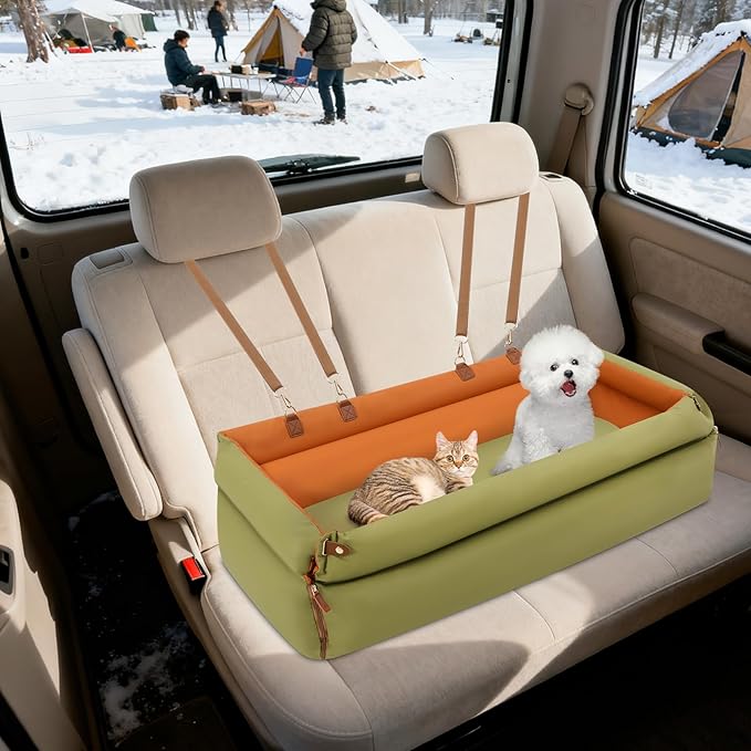 Dog Car Seat for Small Dogs, Soft Pet Car Travel Home Bed Detachable and Washable Dog Booster Carseats with Zipper Snap, Pet Purse for Various Types of Cars Home (Green)