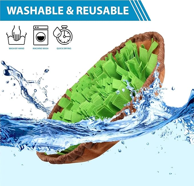 Snuffle Mat for Dogs Sniffing Feeding Mat, Durable Interactive Dog Puzzle, Sniff Mats for Large Medium Small Breed Dog Pet, Feeding Bowl Dog Anti-Slip Nose Work Spliced Training Mat Foraging, Green