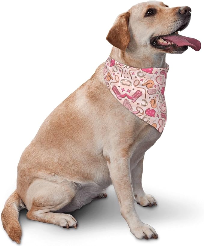 Western Dog Bandanas, Cartoon Cowboy Dog Scarf, Accessories Puppy Kitten Party Festival and Daily Wearing,West Cowboy Accessories Party Cosplay (Pink)