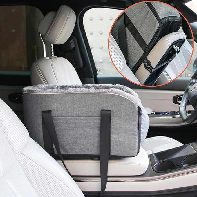 Dog Car Seat for Small Dogs Pet Car Booster Seat Detachable and Washable Dog Booster Seat for 15 Lbs Dogs and Cats Car Seat Center Console Fits Car Home Travel