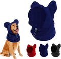 Dog Snood Winter Hood with Ear Protection, Fleece Neck Warmer for Dogs, (Blue, Large)